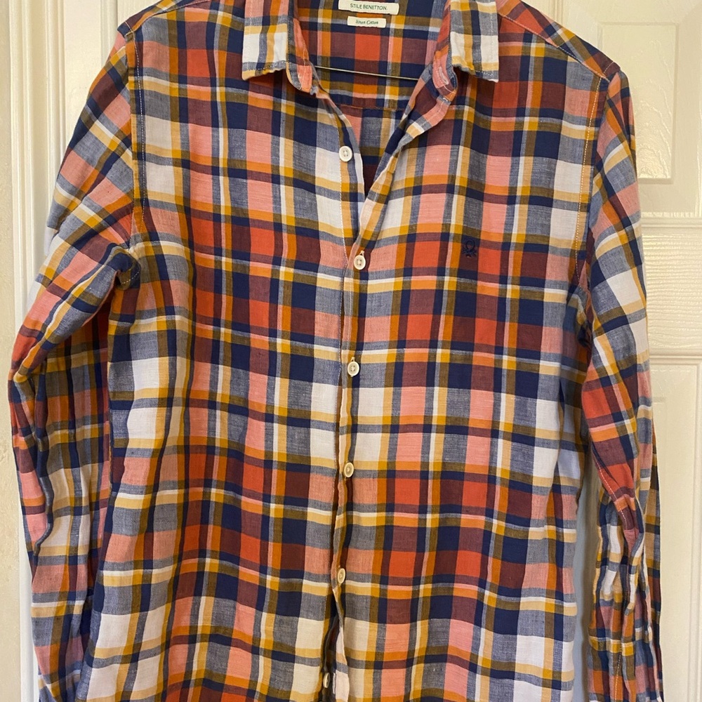 Vintage United Colors Of Benetton Multicolor Plaid Shirt